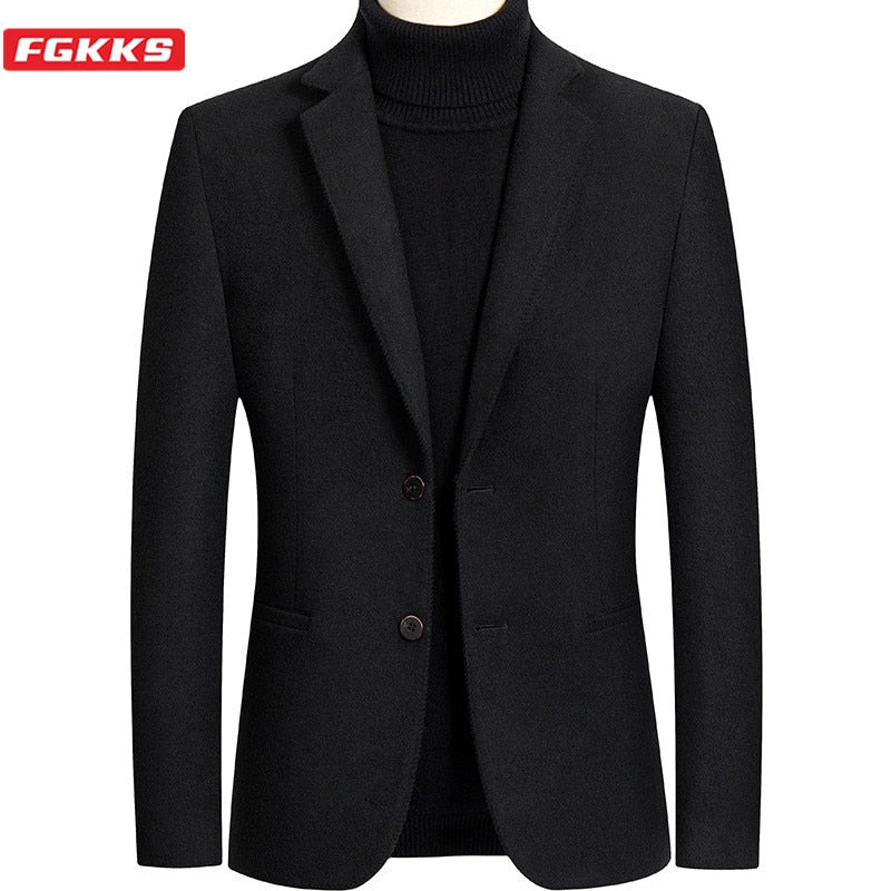 FGKKS Mens British Stylish Male Blazer Suit Jacket